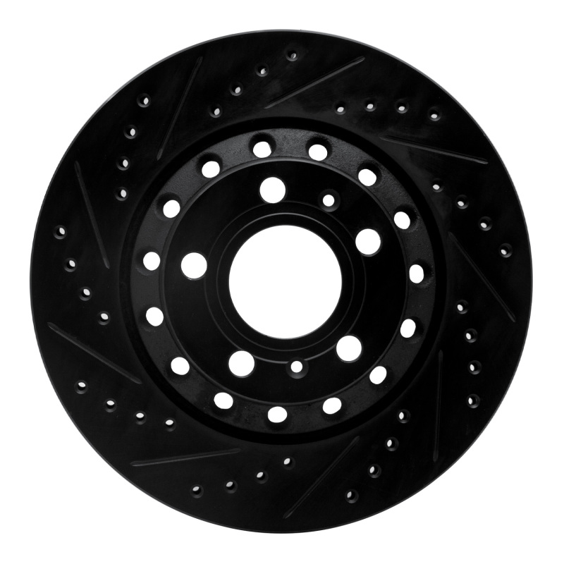 Audi A8 Brake Rotor (1) - Rear Left - R1 Concepts - Drilled & Slotted - Black - `04-`10